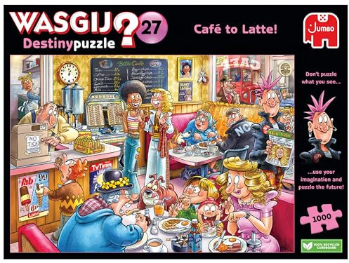 Wasgij Destiny 27, Café to Latte! 1000 Piece Jigsaw Puzzles for Adults - Colourful, Challenging & Brainteasing Adults Jigsaw Puzzle - Puzzle the Future - 100% Recycled Cardboard - 1000pcs - Jumbo