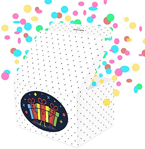 FETTIPOP Geschenkbox DIY, Geschenkkarton Explodierende (Premium Weiße) 18,5x14x11 cm, Überraschung Geschenkkarton Explosion Pop Up mit Wow-Effekt