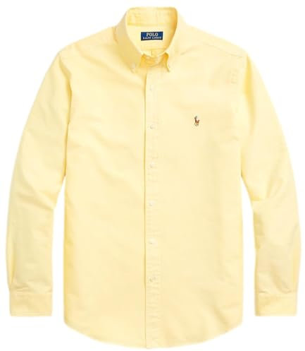 Polo Ralph Lauren Mens Classic Long Sleeve Oxford Shirt, Ralph Lauren Bsr Yellow., Large