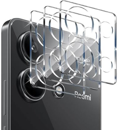 QULLOO Protector de Lente de Cámara para Xiaomi Redmi Note 13 4G, Cristal Vidrio Templado de Camara, 9H Dureza, Anti-Rasguños, Ultra Transparente, 3 Unidades