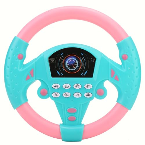 Kinderlenkrad, Elektrisches Lenkrad mit Lichtern und Musik, Simulationslenkrad Kinder, Autositz, Spielzeug, Früherziehungsspielzeug, Lenkrad, Autofahren (A)