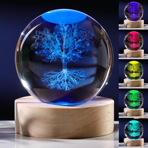 3D-Baum-des-Lebens-Geschenke für Frauen - Kristallkugel, 60 mm, Glastierfigur, Dekoration für Zimmer, Geburtstag, Beste Freunde, Liebhaber, Andenken