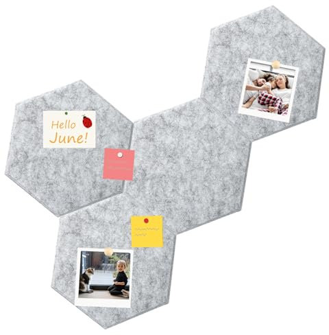 Okydoky Filz Pinnwand Selbstklebend, 19x22 cm, 4 Stück DIY Hexagon-Memoboard zum, Korkbrett, Filz-Pinnwände für Büro,Home,Schlafzimmer,Wanddekoration(GY-1922, 4pc).DE