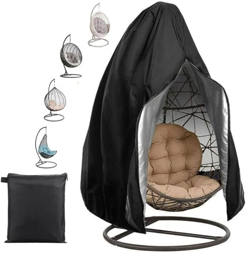 Hängesessel Abdeckung Outdoor, Wasserdicht Anti-Staub Mit Reißverschluss Und Kordelzug 210D Oxford-Schutzhülle Für Patio Schaukelstuhl, Ei-Schaukelstuhl Hängestuhl, Swing Chair (230x200cm,Schwarz)