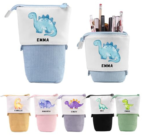 Wamantic Personalisierte Federmäppchen Teleskopisch Mäppchen für Mädchen Federmäppchen Reißverschluss Jungen Ständer Bleistifthalter mit Namen Stifteköcher Schulbedarf(Stil-1)