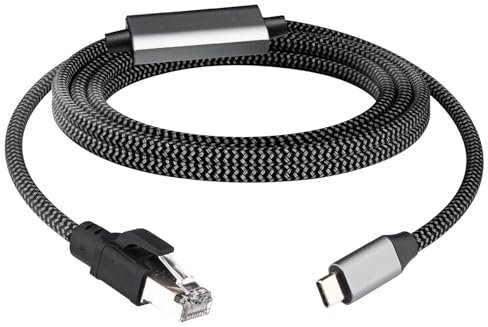 Leehitech 3m LAN zu USB Kabel, Netzwerk Verlängerungskabel 1000Mbps Datenübertragung, USB C auf RJ45 Ethernet CAT 6 Kabel für Windows, Laptop, Linux, Switch, Router, Type-C