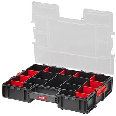 Sortimentskasten Organizer mit variablen Einteilern und seitliche Verriegelung von Kreher, Maße 44,5 x 33,5 x 8,5 cm (XL)