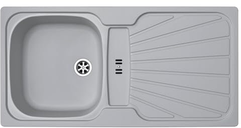 Liquida CMP5LG 1.0 Bowl Reversible Light Grey Kitchen Sink with Waste Kit