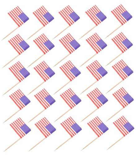 LABRIMP 200stücke STK Amerikanische Flagge Cupcake-Topper Dessert-Dekoration Zahnstocher Party-fotorequisiten Festivität Pick Ornament Für Usa Flagge Thema