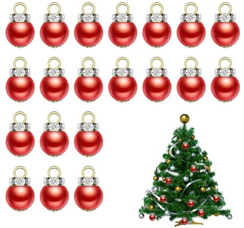 20 Stück Miniatur Deko Weihnachten Miniatur Wichtel Zubehör Miniatur Weihnachten Miniatur Christbaumkugeln aus Kunststoff Mini Christbaumkugeln Weihnachtskugeln DIY Ohrringe Armbänder Zubehör