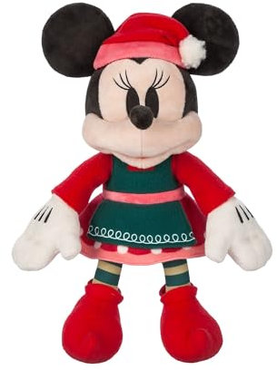 Disney Store Official Peluche Natalizio Medio Minni, 43 cm, Grazioso Topo Peluche in Costume da Elfo di Babbo Natale, Prodotto Adatto Anche a Neonati
