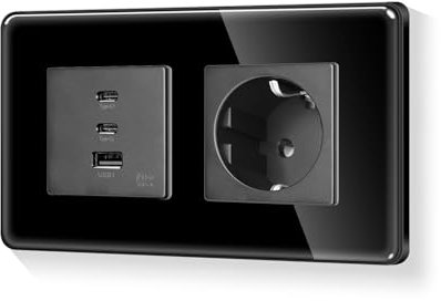 LIAONFOY Super Fast Charging Runde Wandsteckdose 86mm 100-240V Kompatibel mit iPhone iPad Android Gerät Max Ladegeschwindigkeit 65W für Typ c 20W für USB Weiß(Neutrale erforderlich)