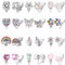 Huiguli 12 Paar Ohrclips Mädchen Hypoallergene, Ohrclips Kinder Mädchen Clip on, Niedlich Einhörner, Schildkröten, Regenbögen, Sterne Klipp Ohrringe, Bunte Ohrringe Ohne Ohrloch für Mädchen Kinder