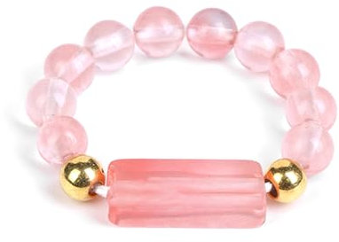 XSDSLS Elastische Naturstein Ring für Damen 4mm Naturstein Perlen Ring Elastische Perlen Ring Kristall Naturstein Tigerauge Amethyst Ring Geburtstag Geschenke für Damen (Rote Wassermelone)