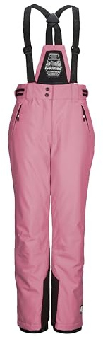killtec Mädchen Skihose/Funktionshose mit abnehmbarem Latz, Kantenschutz und Schneefang KSW 213 GRLS SKI PNTS, hell Himbeere, 128, 43650-000