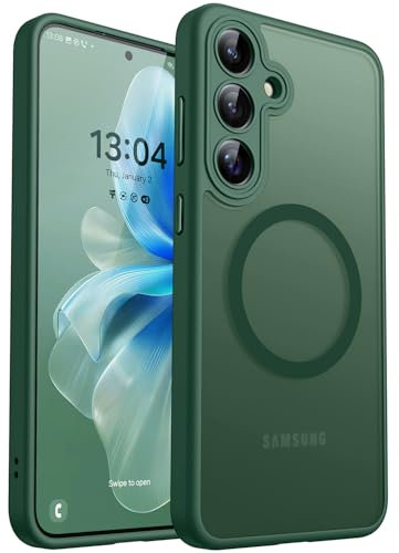 CANSHN für Samsung Galaxy S25 Plus Hülle mit Kameraschutz für Magsafe (TOP Militärschutz & Magnetkraft) Extrem Haltbarkeit Handyhülle S25 Plus Case - Transluzente Matt Dunkelgrün