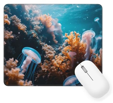 Underwater World Mouse Mat 200 x 150 mm Gaming Mouse Pad Landscape Keyboard Mat Waterproof with Non-Slip Rubber Base, Mouse Pad with Stitched Edges, Mousepad for Computer Accessories, Office, Home W-6