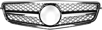 Glänzendes Schwarz Den Frontstoßstangengrill Im Für GTR-Stil Für Benz C-Klasse W204 C180 C200 C350 2008–2014, Chrom-Silber-Diamanten-Grill Auto Kühlergrill Front Kühlergrille(A-Chrome Black)