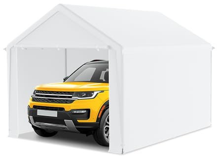 FIVMEN Carport - Tienda de campaña de 3 x 4 m, con paredes laterales extraíbles, resistente al invierno, para coche, SUV, camión, color blanco