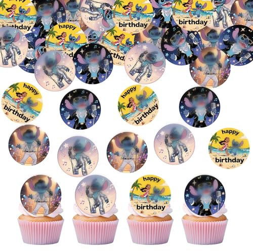 Anemowind 40 Pcs Eedible Stitches Cartoon Cupcake Topper Experiment 626 Cake Decoration Kind's Birthday caketopper