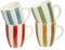 Darthome Set of 4 Colour Stripe Mugs 390ml Ceramic Rainbow Patterned Home Tea Coffee Cups
