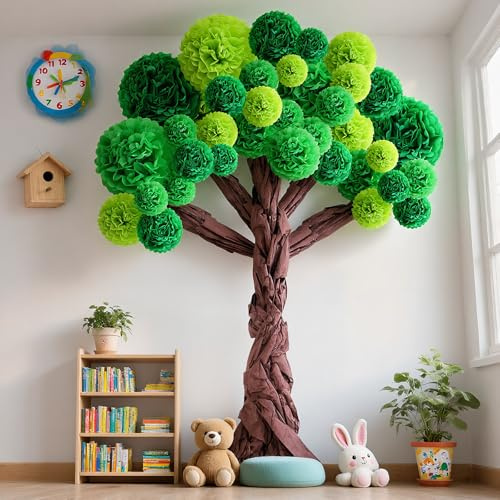AmazingSpark 3D-Klassenzimmer-Baum-Pinnwand-Set DIY Pappbaum | Mit Papierpompons, Kraftpapier, Pinnwand, Wandpädagog, Willkommensdekoration, für den ersten Tag, Schulanfang
