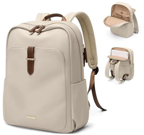 GOLF QUALITY Rucksack Damen Herren Elegant,14 Zoll Laptop Rucksack Wasserdicht mit Laptopfach, Business Laptoptasche Reiserucksack für Business Arbeit Uni,Aprikose