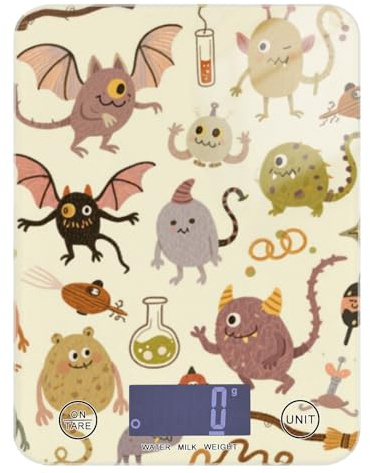 Monsters Cute Cartoon Vintage Easy Clean Food Scale Cute 5kg/5g mini bilancia da cucina con 4 unità per cucinare dimagrire e cucinare (batterie non incluse)