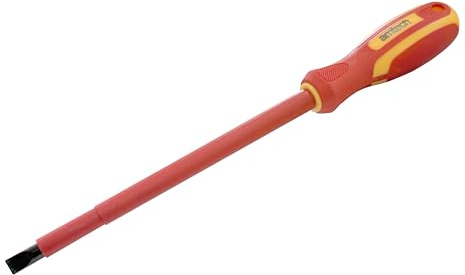 Amtech VDE Insulated Slotted Screwdriver, 1000V Rated for Electrical Work with CRV Steel Blade,8 x 175mm