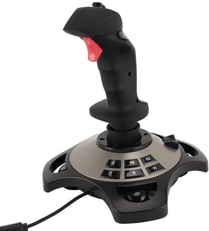 ASHATA PC-Flug-Joystick, USB-kabelgebundener Gaming-Flugsimulator-Gamecontroller mit Vibrationsfunktion und Drosselklappensteuerung, Flight-Stick für PC/Computer/Laptop, 7/8/10/11