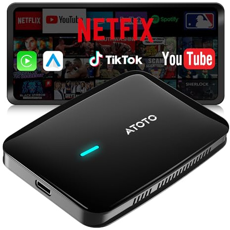 ATOTOSELECT Adaptateur CarPlay sans Fil, Magic AI Box Android Auto avec Double WiFi, Verrouillage Bluetooth, DriveChat AI Voice, 2GO+16GO, pour Netflix/Youtube/Carte TF, CB4A