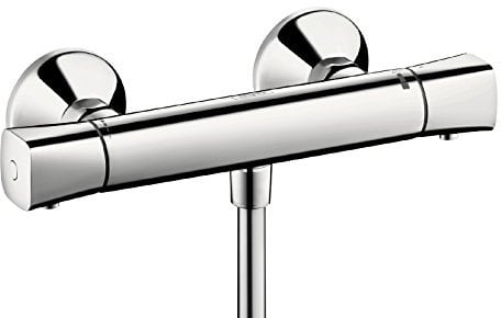 Hansgrohe Duscharmatur Ecostat, 13122000, Thermostat-Brausebatterie mit Thermostatkartusche, Temperaturbegrenzung, Rückflussverhinderer, Schalldämpfer, Chrom, 09702 4
