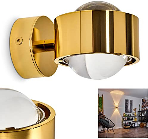 HOFSTEIN Effekt-Wandlampe Sapri - Kugelförmige Wandleuchte - Wandspot aus Metall und Linsen aus Glas - Wand Lampe mit tollen Lichteffekten in Goldfarben – G9-Fassung - ohne Leuchtmittel