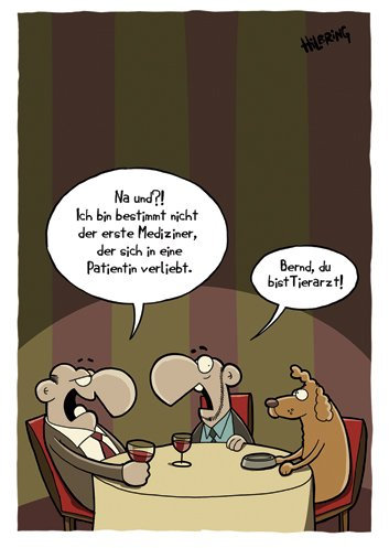 modern times Postkarte CARTOON - Motiv: BERND, DU BIST TIERARZT!, Anlass: Fun Cartoon/Satire, Künstler/Verlag: KÖPENICKER CG © HILBRING, Oli, Größe: A6