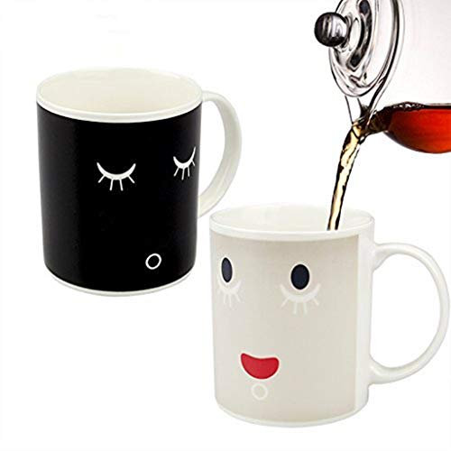 Mug magique sensible à la chaleur pour café, thé, eau - Tasse en céramique souriante pour cadeau d'anniversaire