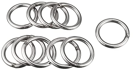 Sourcing Map O-Ring, geschweißt, Umreifungsringe, Edelstahl, 10 Stück