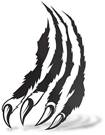 ERREINGE STICKER PRESPAZIATO NERO 12cm - GRAFFIO ARTIGLI SX - Adesivo Decal Decalcomania Vinile Murale Laptop Auto Moto Casco Camper