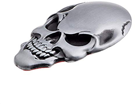 GIVBRO Metall-Aufkleber mit Klebeband für Harley Cruiser Bobber Chopper Sport Bike 3D Chrom Schädel Knochen Abzeichen Emble, 1 Stück