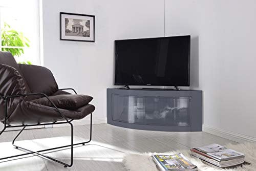 Homeology PANGEA Grey Beam-Thru Curved Tru-Corner 32”-55” TV Cabinet