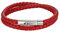 Cupimatch Herren Lederarmband, Leder Kordelkette Geflochten Armband Wickelarmbänder mit Edelstahl Magnetverschluss - zum zweimaligen Umwickeln, Rot