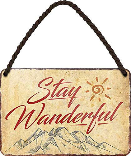 schilderkreis24 - Blechschilder Lustiger Alpen Spruch : “Stay WANDERFUL“ Deko Hängeschild Wandern Gebirge Reisen Österreich Metallschild Schild Witzige Geschenkidee 18x12 cm
