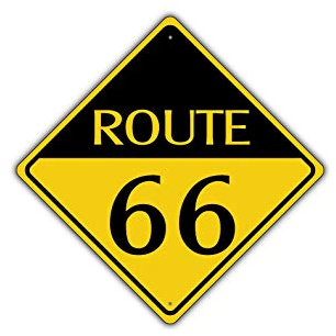 BCTS Us Route 66 Crossing Wall Art Decor Novità segno divertente metallo segno attraversamento traffico novità cartello quadrato 30,5 x 30,5 cm