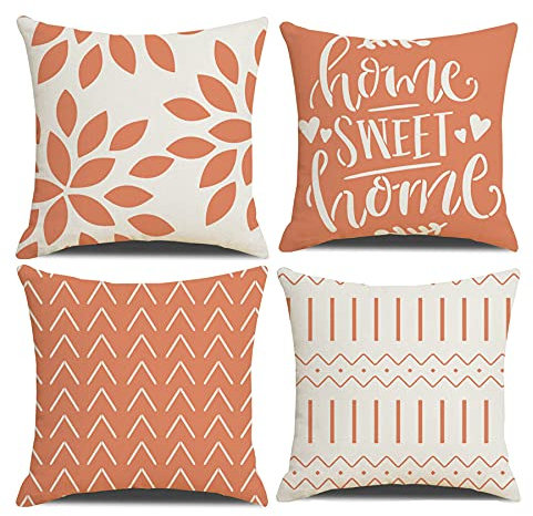 Homefeelzydys Kissenbezüge, Kissenbezüge 45 x 45 4er-Set Koralles Quadrat Überwurf-Kissenbezug Kissenbezüge, 18 x 18 4 Stück für Terrasse Garten Blench Wohnzimmer Sofa Bauernhaus-Dekor