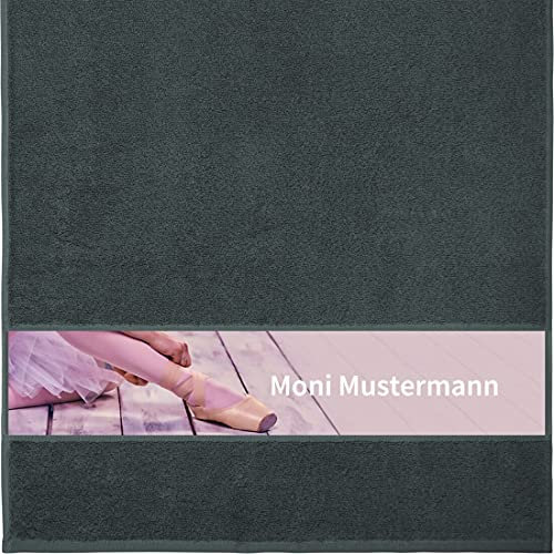 Manutextur Handtuch mit Namen - personalisiert - Motiv Ballett - viele Farben & Motive - Dusch-Handtuch - anthrazit - Größe 50x100 cm - persönliches Geschenk mit Wunsch-Motiv und Wunsch-Name