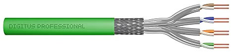 DIGITUS 100 m Cat 8.2 Câble réseau - S-FTP (PiMF) Simplex - BauPVO Dca - LSZH Sans halogène - 2000 MHz Cuivre AWG 22/1 - Compatible PoE++ - Câble LAN Câble de pose Ethernet - Vert