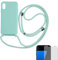 Eximmobile Hülle mit Band + 9H Panzerfolie Kompatibel mit Apple iPhone 11 in Türkis Handykette Rubber Handyhülle mit Kette für Smartphone Schutzhülle mit Kordel Case Matt