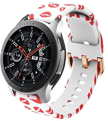 DEALELE Compatibile con Samsung Gear S3 Frontier/Classic/Galaxy Watch 46mm / Galaxy 3 45mm, Cinturino di Ricambio in 22mm Silicone per Huawei Watch 3/3 Pro / GT3 46mm / GT2 46mm, Labbra rosse