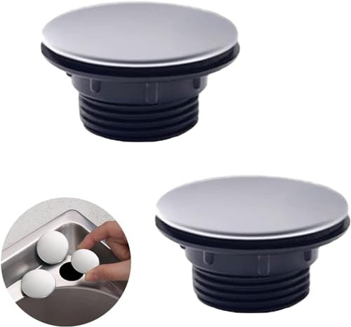 2 Stück Küchenarmatur Lochabdeckung Edelstahl Spülbecken Wasserhahn Loch Platte Stopper Abdeckung Blanking Metall Stecker für Durchmesser 1,2 bis 1,6 Zoll (45 mm)