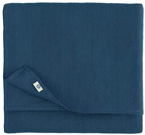 Linen & Cotton Tischdecke Stoff Tischtuch Tischwäsche Hygge 100% Leinen, Dunkelblau/ Blau (100 x 100 cm) Mitteldecke Klein Quadratisch für Home Küche Couchtisch Tuch Dekoration Cafe