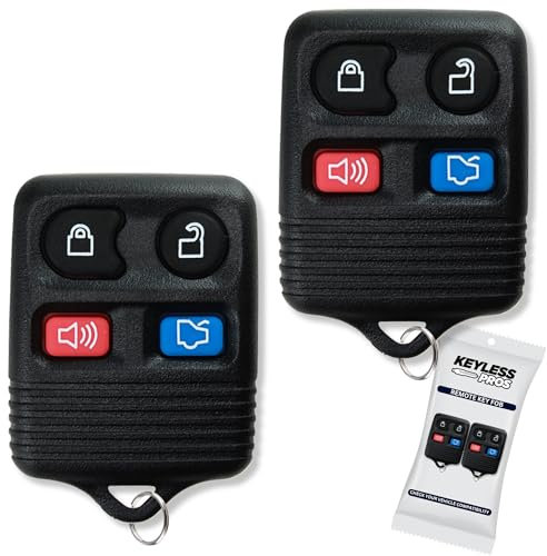 KeylessPros 4-Button Keyless Entry Remote Key Fob Replacement, Compatible with Ford Edge Mustang Focus Explorer Taurus, Lincoln, Mercury, Mazda, CWTWB1U345, CWTWB1U331 (2-Pack)